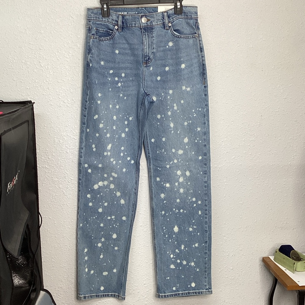 Mode Of One Blue Splatter men's Jeans Size 31 Straight Fit Comfort Stretch NWT